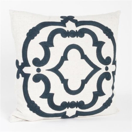 SARO LIFESTYLE SARO 4250.NB17S 17 in. Rue Serret Square Embroidered Motif Down Filled Throw Pillow - Navy Blue 4250.NB17S